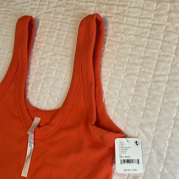 Free People Go To Tank, Size Medium, Color Mandarin Red - Picture 2 of 8